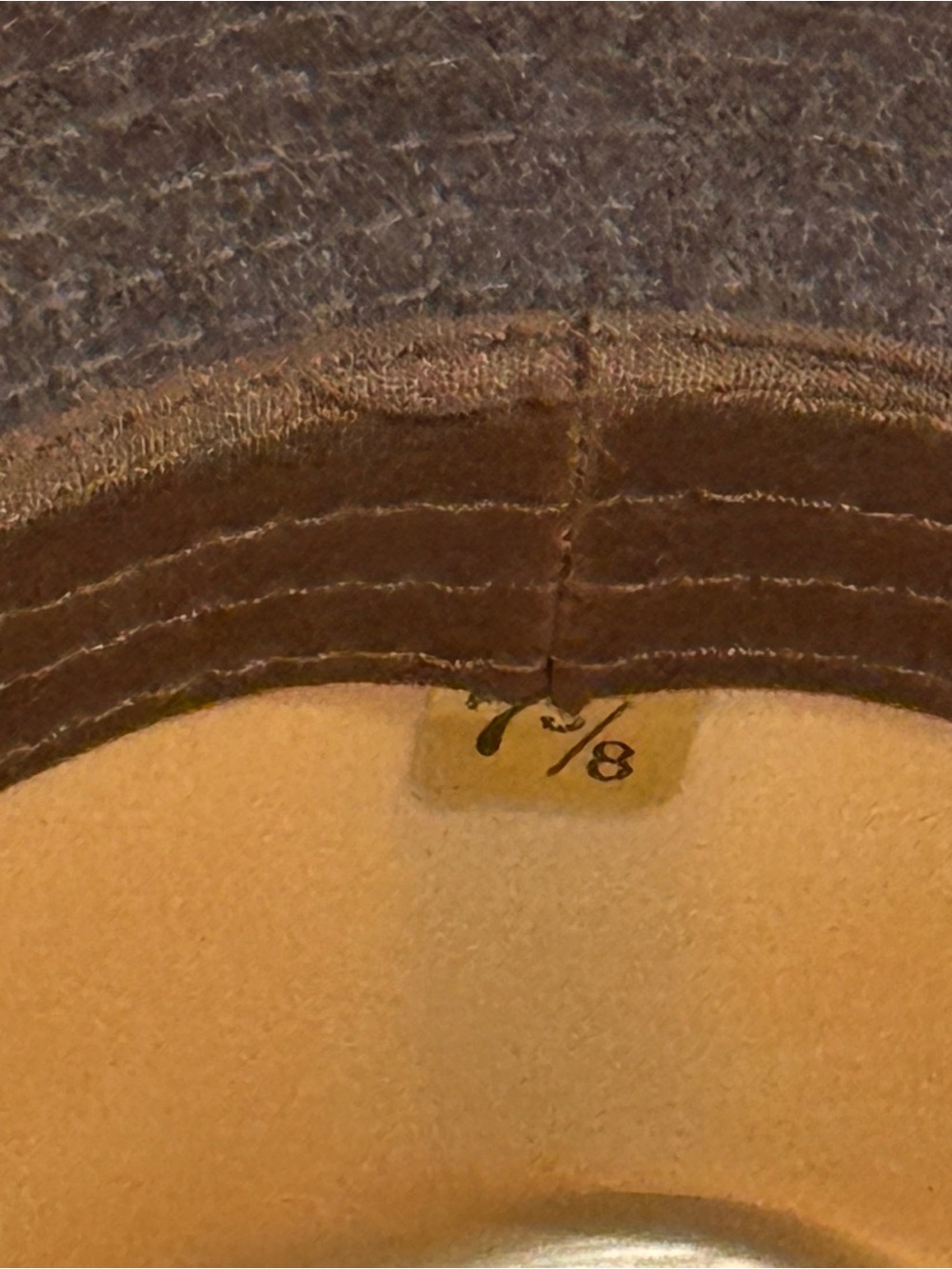 London Fog Dark Brown/Gray fedora with feathers sz 7 3/8 - Picture 5 of 7